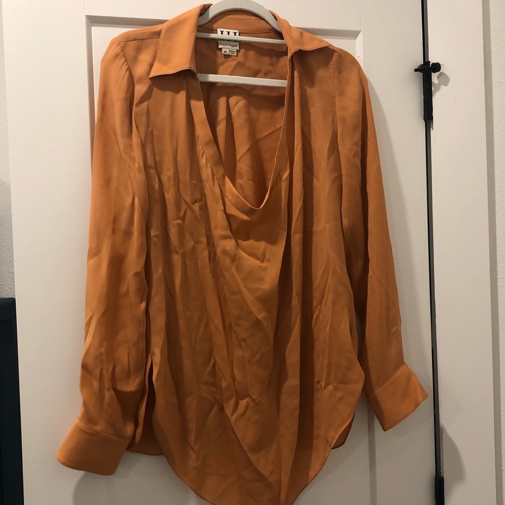 Haute Hippie Terracotta 100% Silk Blouse